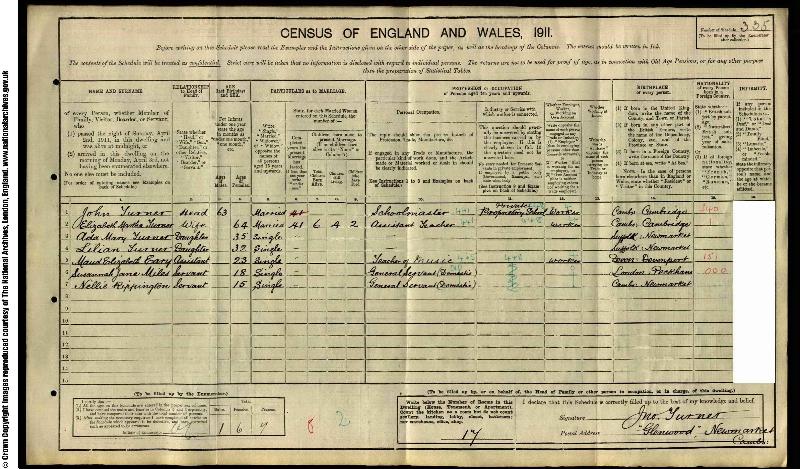 Rippington (Nellie) 1911 Census